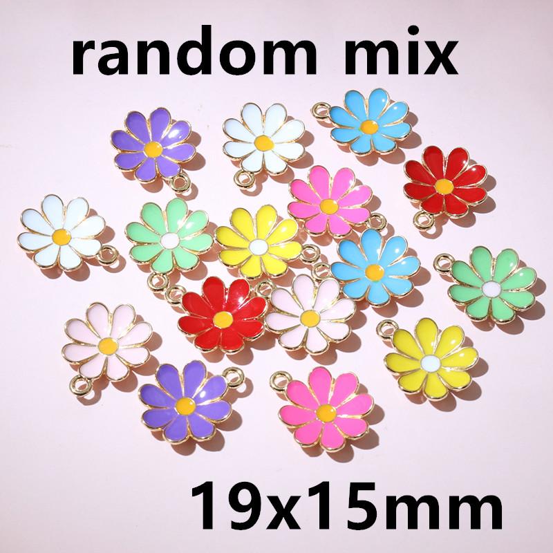 20pcs Enamel Flower Charms Pendant Alloy Metal DIY Jewelry Making Accessories Findings for Earrings Necklace Bracelet