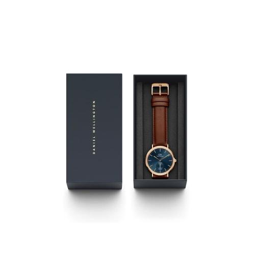 Daniel Wellington DW Men's Classic Multi-Eye Watch, 40 St Mawes RG Arctic. Elegant luxury watch, popular gift. Leather strap.