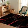 Lightning Polyester Mat, Black Red Design, Machine Washable Non Slip, Soft Fluff Floor Rug, Large Durable Living Room Decor