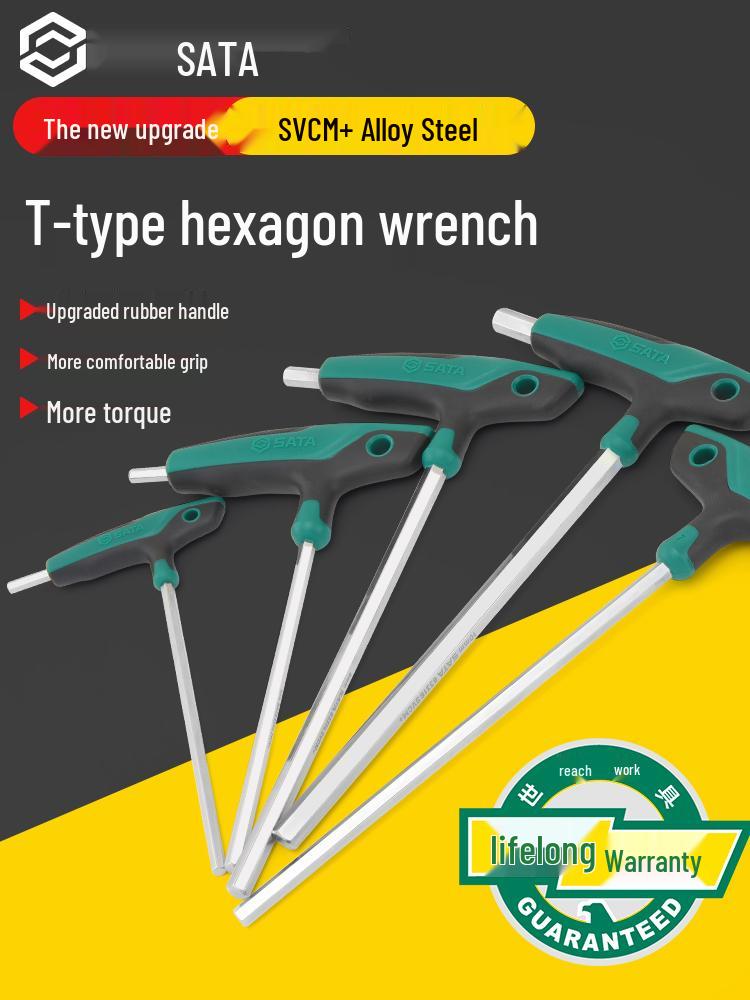 SATA T-Handle Hex Key Set: 2-10mm Inner 6-Point Screwdriver Tools 2.5MM Ball Head 83106