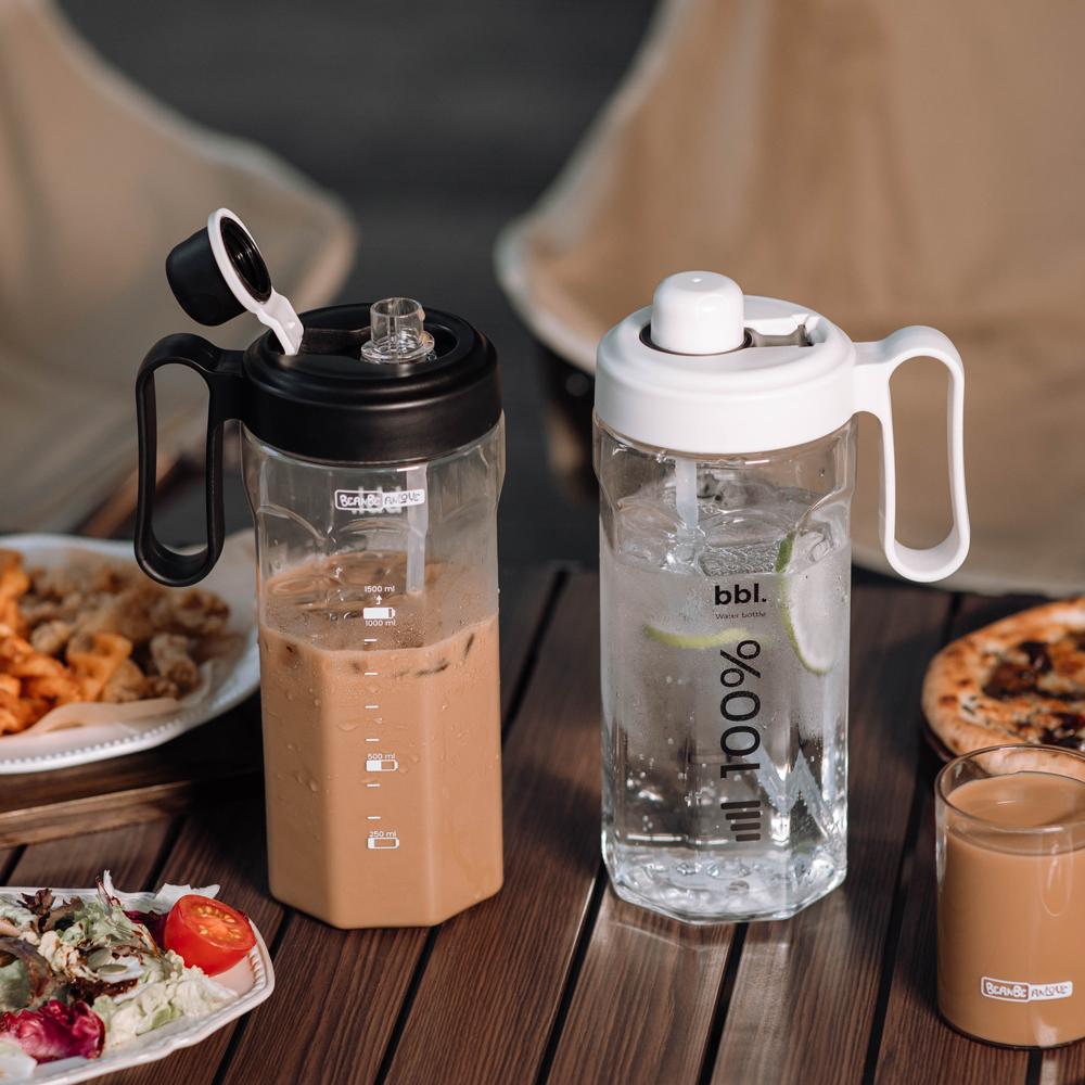 1pc Water Bottles with Straw, Tritan BPA Free, 1500ml/50.7 Oz Sports Water Bottle with Carry Handle LeakProof for Women Men Gym