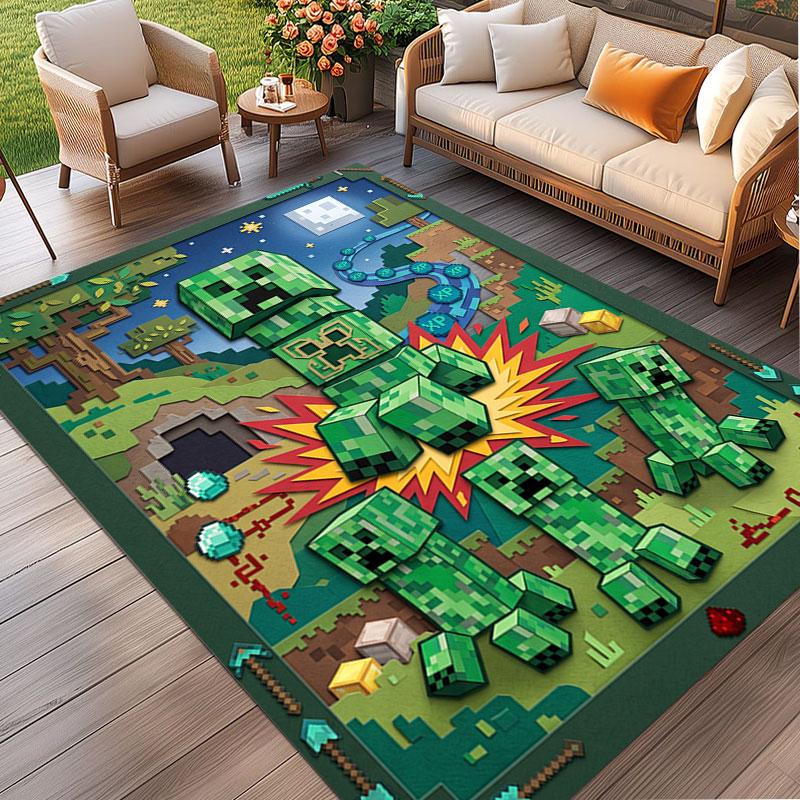 Minecraft1 (4) Print Rug, Washable Floor Carpet, For Entryway Dorm Laundry Room Office Study, Home Decor Birthday Christmas Gift