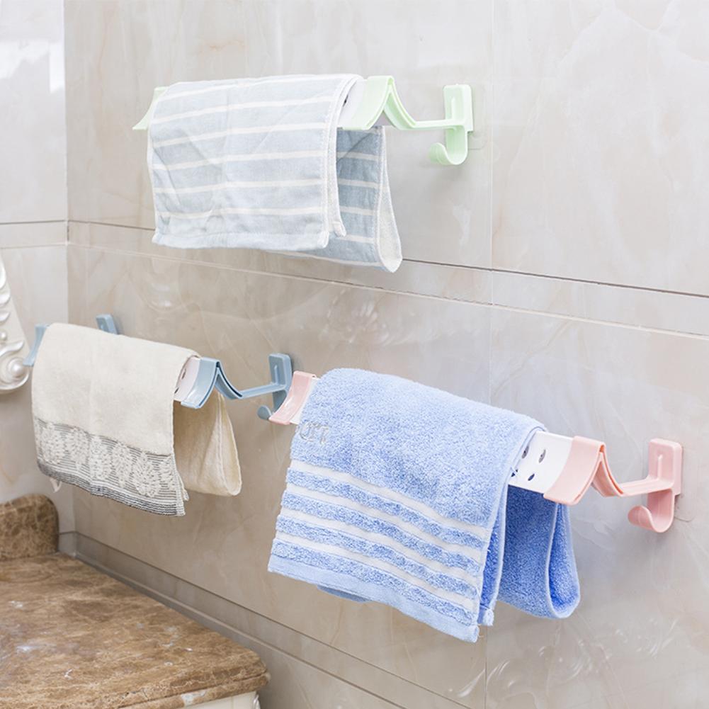 Nail-free Bathroom Towel Rack Traceless Storage Shelf Bath Towel Hanger Tower Bar Decoration