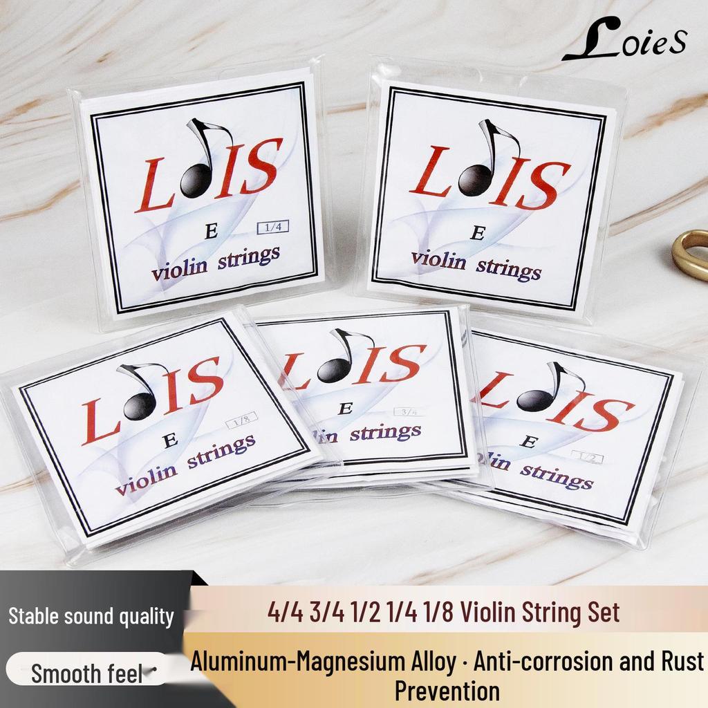 LOIES Violin Strings Set - Aluminum-Magnesium Alloy, 1/2, 3/4, 4/4 Sizes, 4-String Accessories