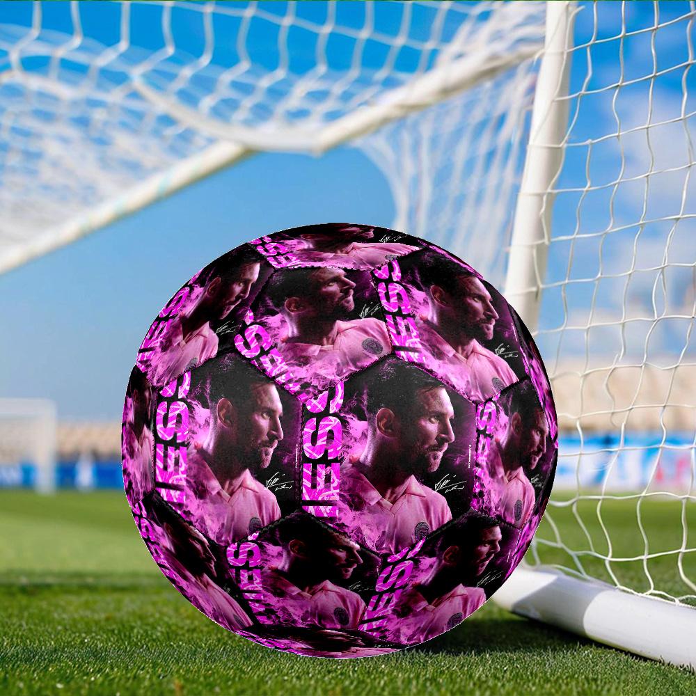 Messi's Pink Size 5 Soccer Balls, Anti-Slip, Protective Football, Outdoor Sport, Practice Games, Birthdays Gift Suitable for fan