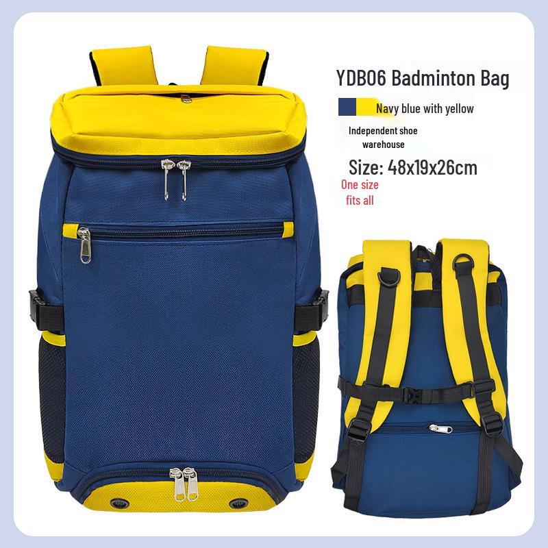 

Многофункциональный рюкзак для бадминтона большой вместимости для мужчин и женщин - вмещает 3 ракетки 20-30L темно-синий/жёлтый