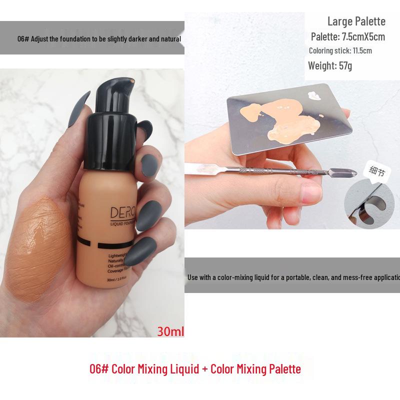 DEROL Foundation Mixer Color Corrector for Light to Dark Skin Brightening and Contouring in Wheat, White, Yellow, Black Tones.