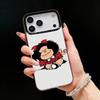 Cartoon M-Mafalda Niedliche Handyhülle Für iPhone17, 16,15,14,13,12 Pro Max Schwarzes Candy Matt Stoßfeste Hülle