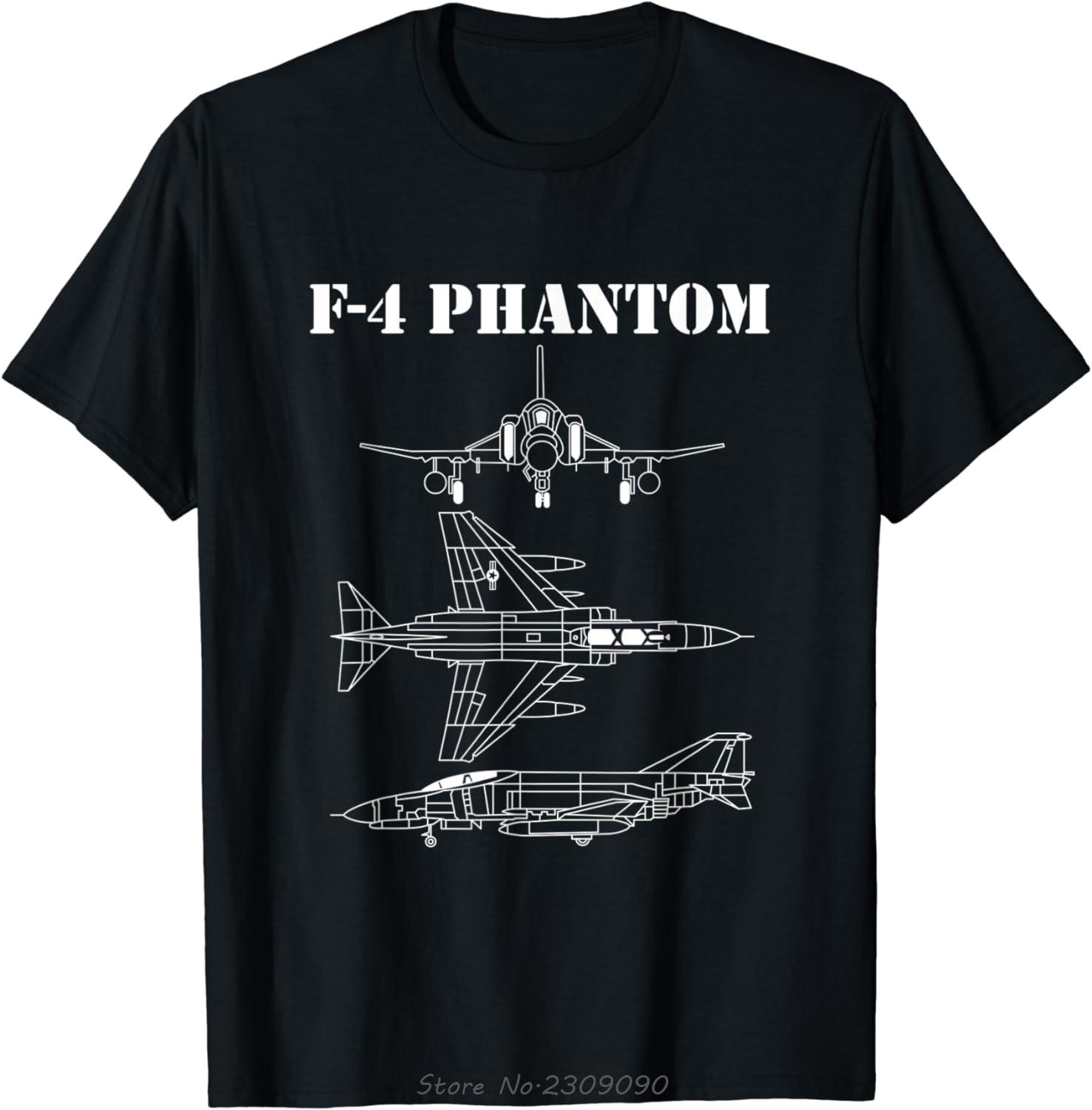 

F-4 Phantom Fighter Jet Airplane Pilot Military Cotton Tshirt Casual Unisex Tops Tees O-Neck Mens Clothing Oversized T-shirt S разноцветный