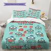 Custom Name,Cartoon Keroppi Hangyodon Series Pattern Bedding Home Decoration Birthday Gift ( 1 duvet cover + 2 pillowcase, without core),fan merchandi
