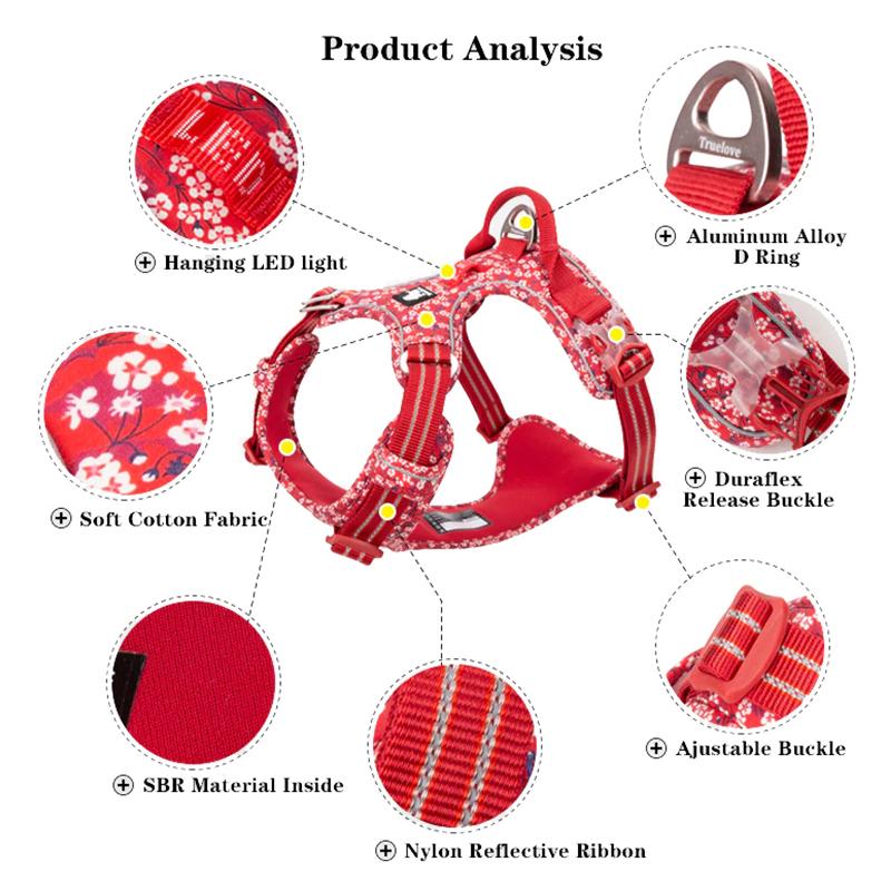 Truelove Escape Proof Pet Vest Reflectiv Light Pure Cotton Padding Dog Harness Training Protective Clothes For Puppy Bulldog