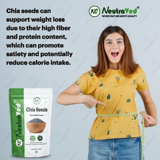 NeutraVed Chia-Samen 250g | Rohes & Unpoliertes Superfood | Hoher Ballaststoff- & Pflanzenproteinanteil | Reich an Omega-3 | Glutenfrei, Veganer-freundlich