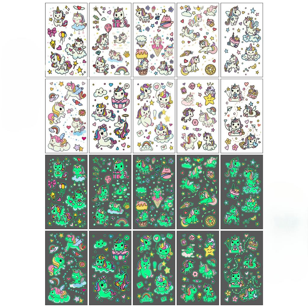 Leuchtende Halloween Tattoo Aufkleber Kinder Cartoon Feiertagsparty Lustige Arm Gesichts Tattoo Aufkleber