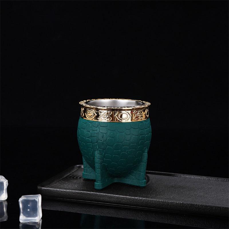 Stainless Steel Double-layer Mate Cup Tea Set Coffee Container Flat Bottomed Coffee Cups Texture Eggshell Cup Perfect for Tea