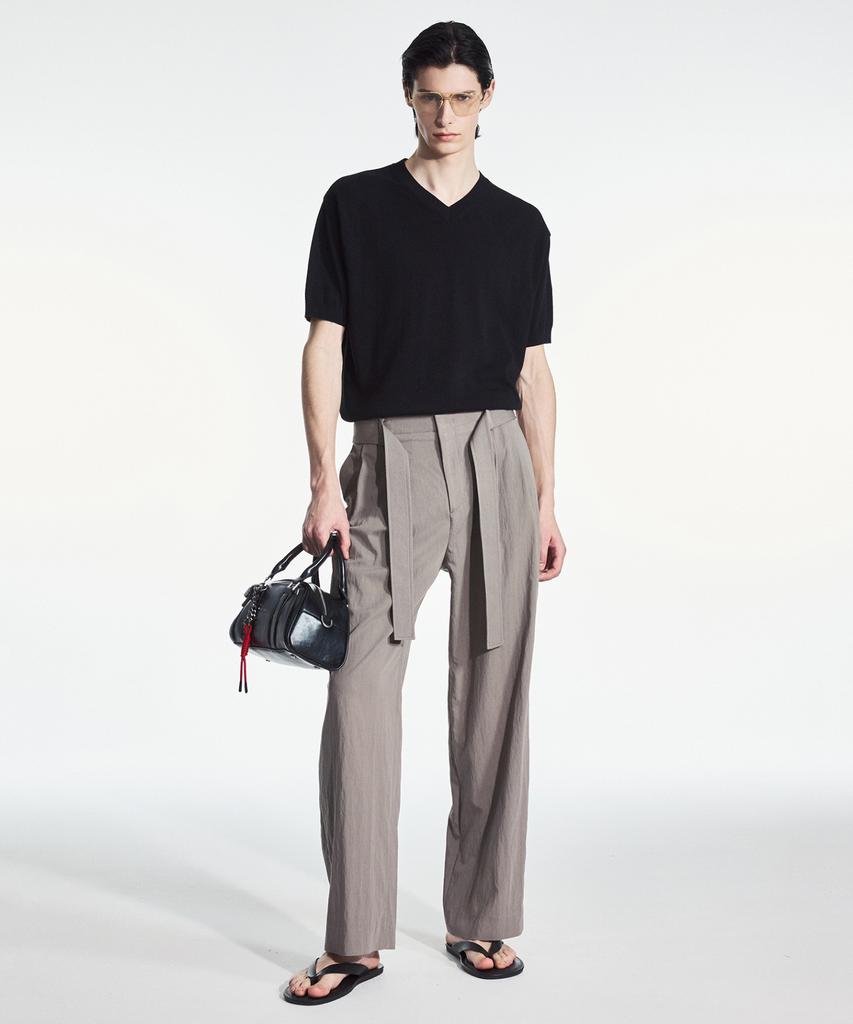 Tienjiti Wide Viscose Belted Pants (Khaki) Tnpa6E201K2