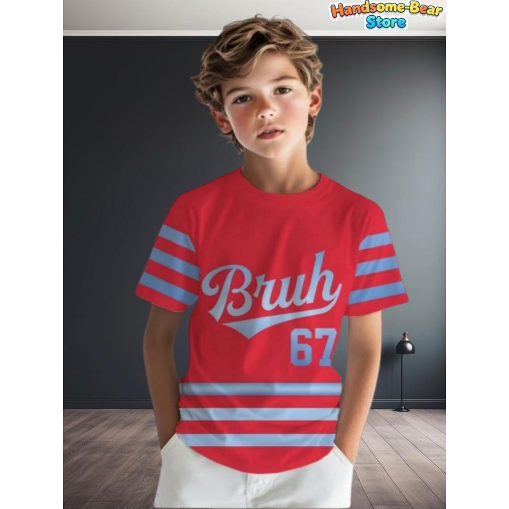 Lustiges Sechs Sieben T-Shirt für Kinder 67 Nummer 3D-Druck Sommer Kurzarm-T-Shirt Locker Basketball Sportoberteile Mode Kinderkleidung