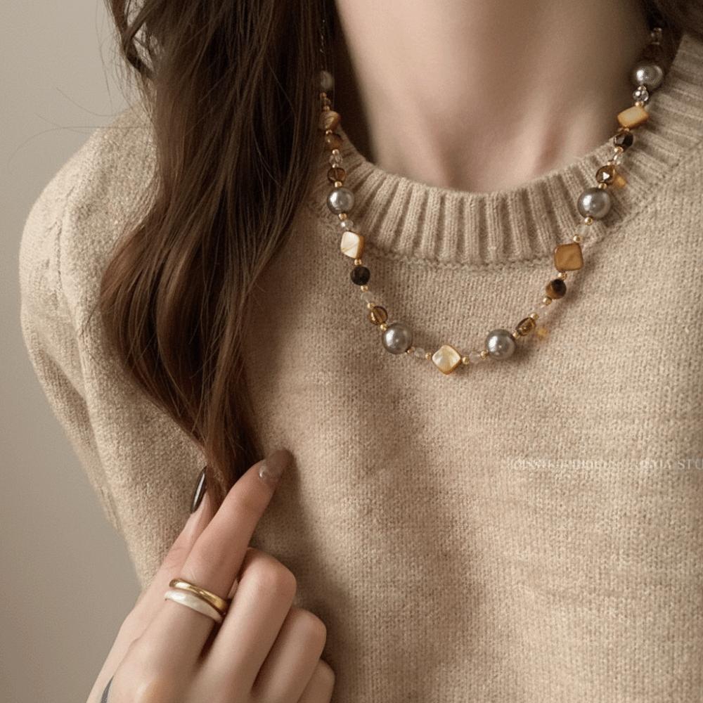 Handmade Beaded Chain Necklace Vintage Jewelry Gift Trendy Choker Necklace  For Women