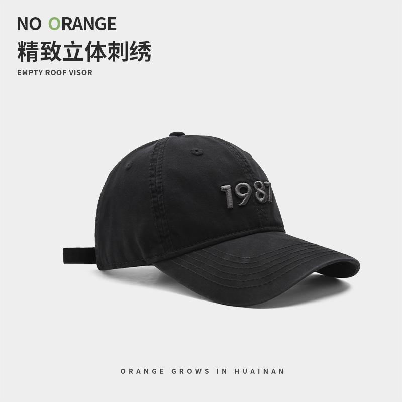 

Tide brand three-dimensional 1987 digital embroidery baseball cap for men and women street couple versatile cap Adult [54-59CM]