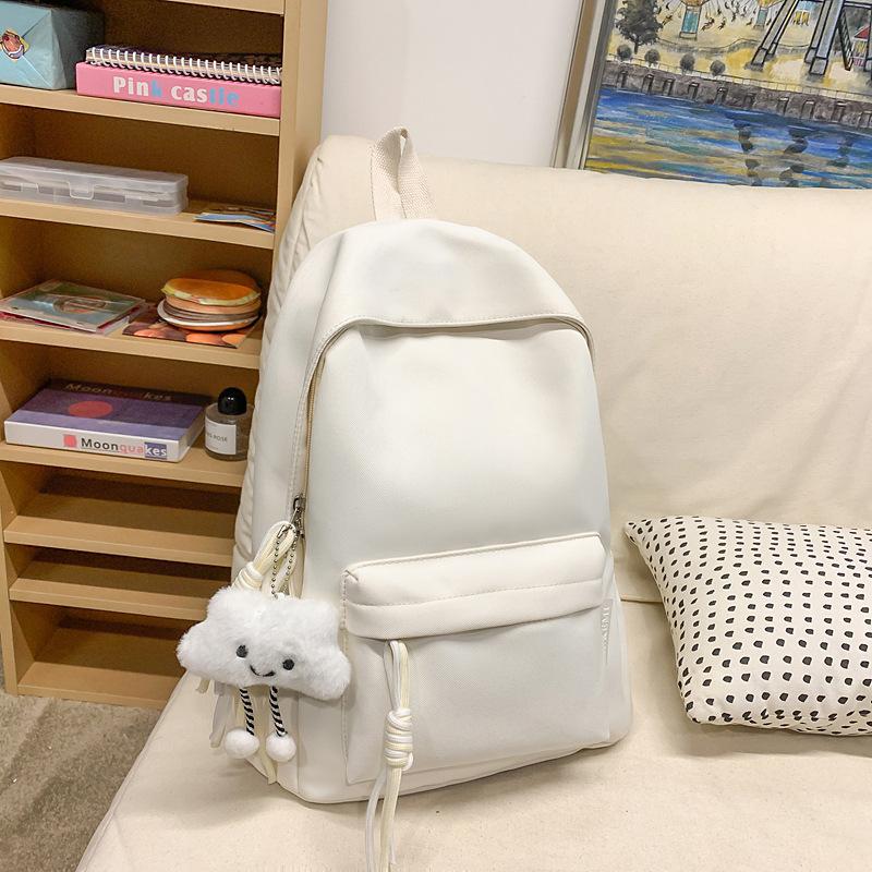 Dopamine Sen College Students' Schoolbags Girls' Schoolbags Korean Travel Trips Niche Pure Color College Style Simple Backpack.