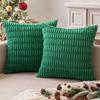 Spring Green Corduroy Decorative Pillow Cover 18x18 Inch Soft Striped Corduroy Cushion Cover Bohemian Home Decor for Sofa Bed