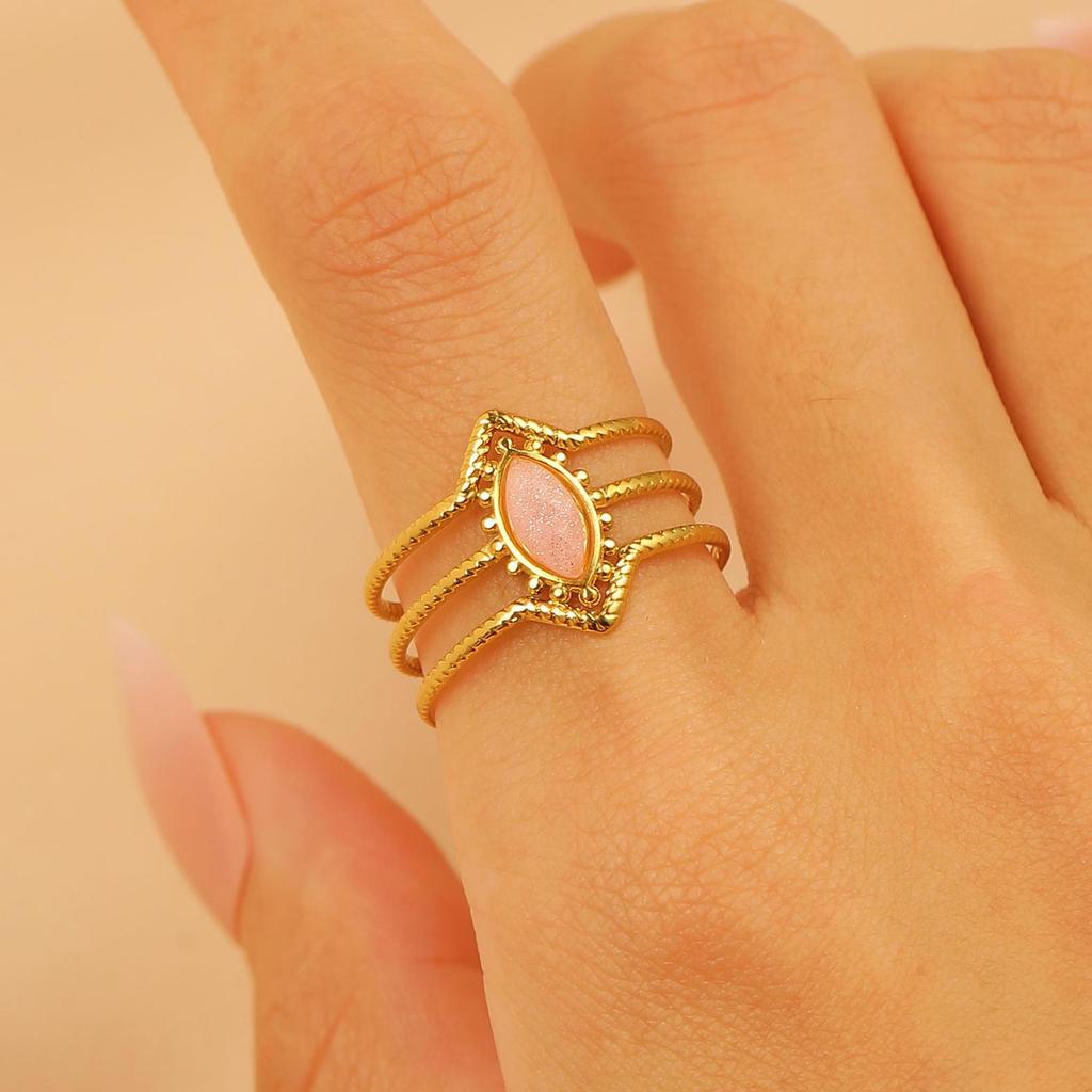 Vintage Turquoise Stainless Steel Open Finger Ring for Women