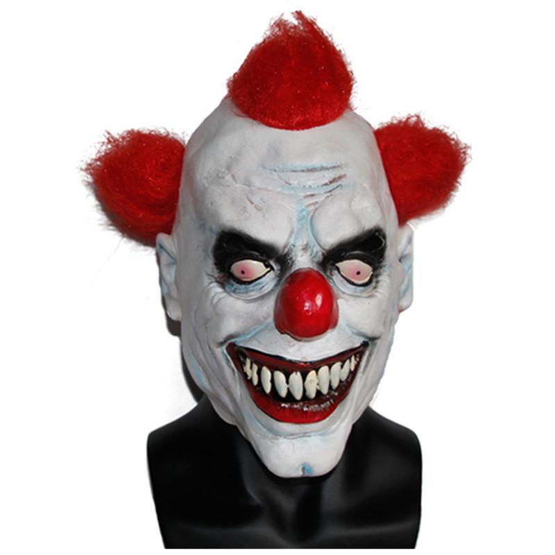 Halloween Horror Clown Mask Party Red Curly Hair Clown Latex Headgear Dark Knight Costume Props