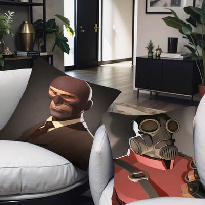 F-Fortress 2 Spion Soldat Scharfschütze Tf2 Kissenbezüge Cartoon Sofa Dekorativ Zuhause Zweiseitiger Druck Kurzer Plüsch Niedriges Kissen