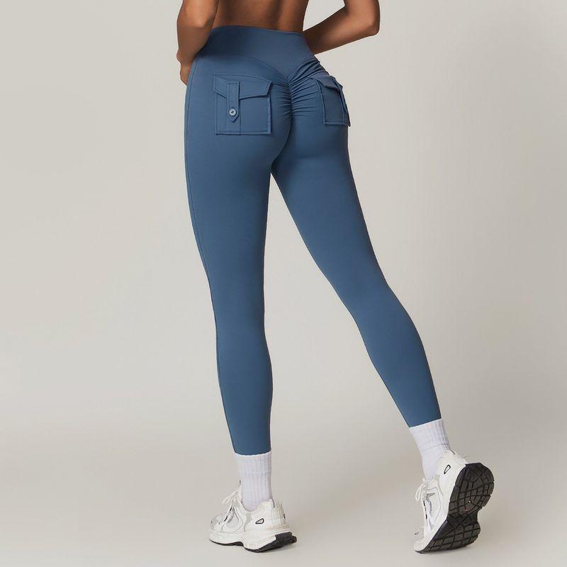 

Fashion Tight High Waist Yoga Pants Nude Feel Women s Overalls Pocket Sports Ninth Pants Workout Pants Peach Hip Raise Pants Gray Blue XL