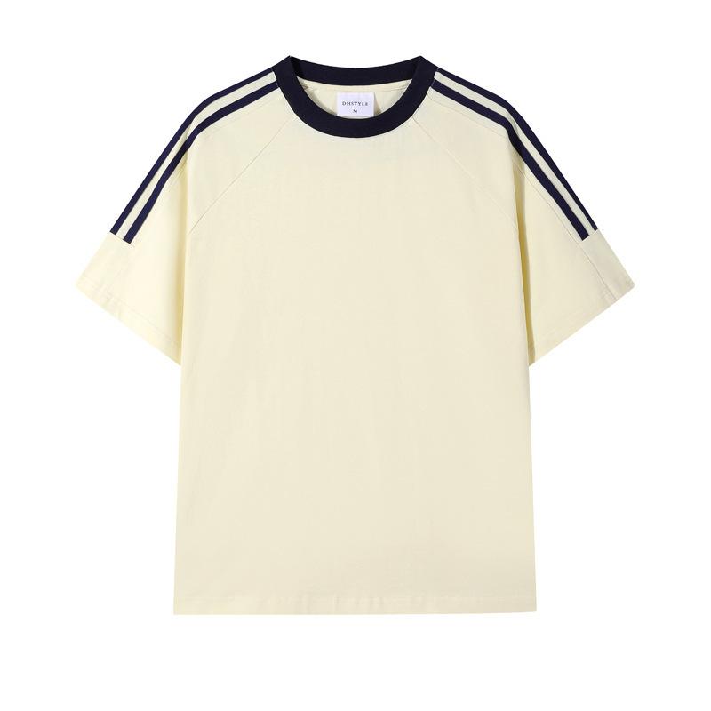 Sommerreines Baumwoll-Kurzarm-T-Shirt, Lockeres T-Shirt im Hongkong-Stil, Reines Baumwoll-Halbarm-Herren-Reines Baumwoll-Kurzarm-T-Shirt