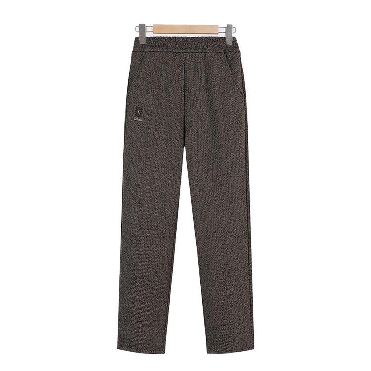 Plus Size Women's Velvet-Soft Elastic Waist Straight-Leg Pants - Warm, Loose Fit for Middle-Aged and Elderly