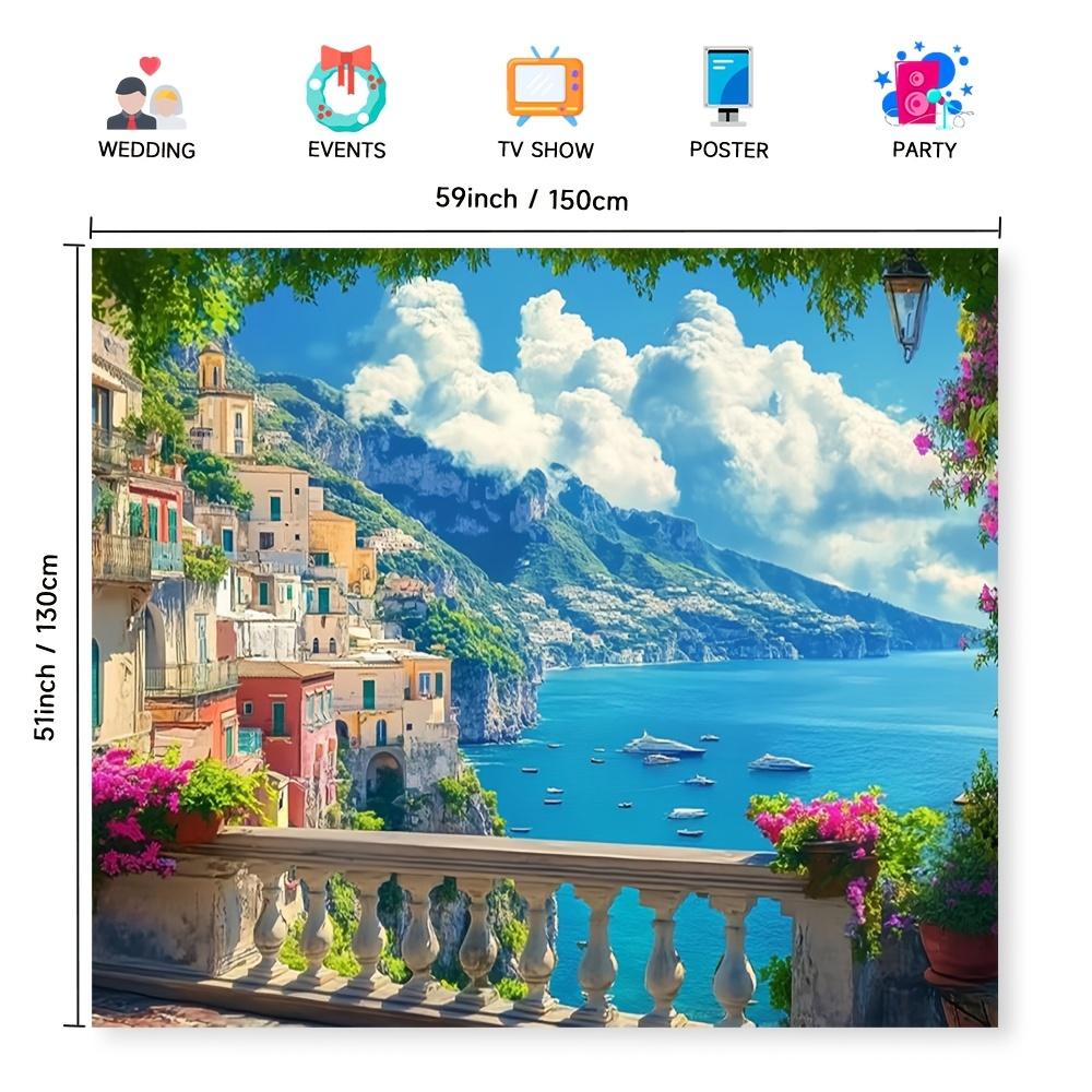 1 piece of Amalfi Coast Italian landscape background, perfect for families, gatherings, and themed spaces