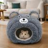 Cartoon Hamster Warm Nest Bear Shape Windproof Guinea Pig House Plush Semi-enclosed Hamster Cotton Nest Cage Accessories
