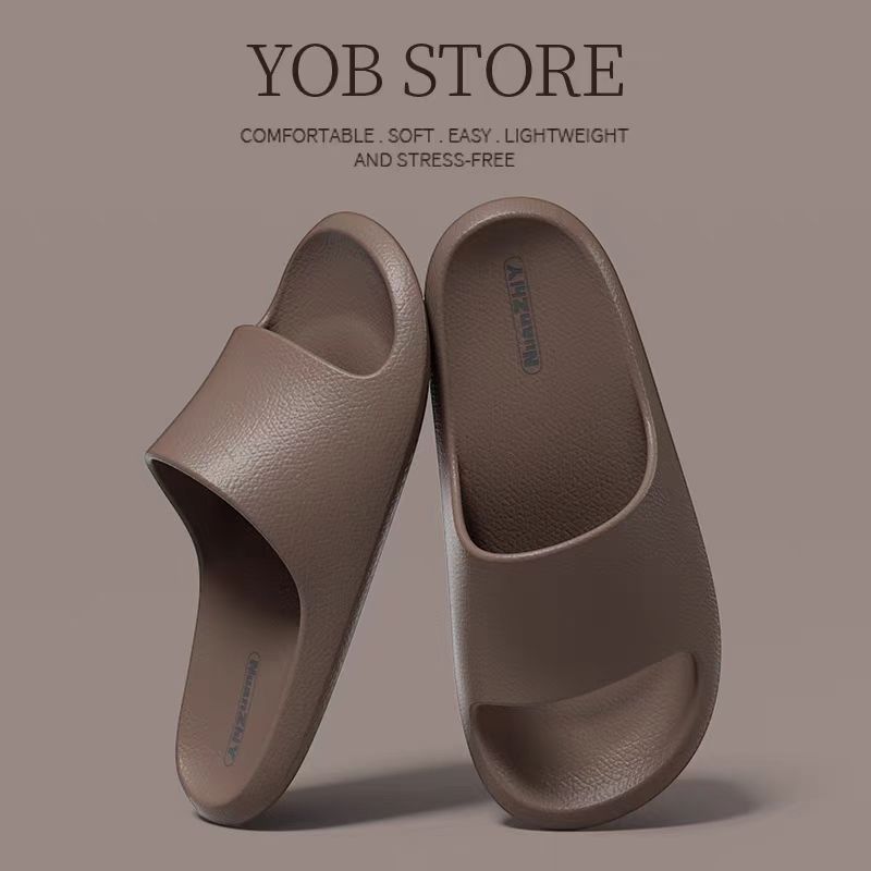 Leather pattern cool slippers thick bottom men's and women's home non-slip bathroom non-smelly feet home indoor summer