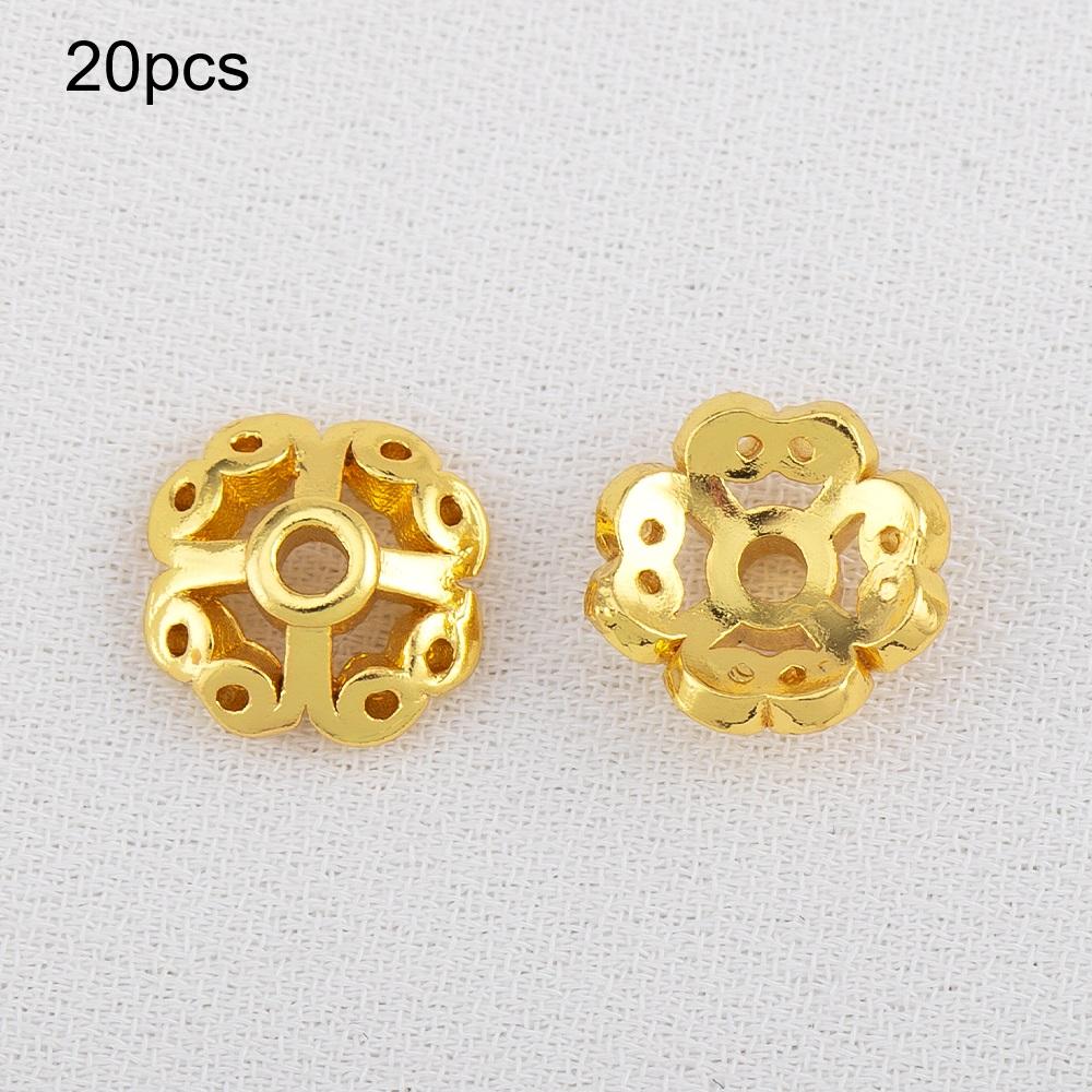 10/15/20/50/100pcs 18K Gold Plated Wave Flower Bead Caps Bracelet Necklace Crafts Round Bead Cap DIY Jewelry Making Accessories