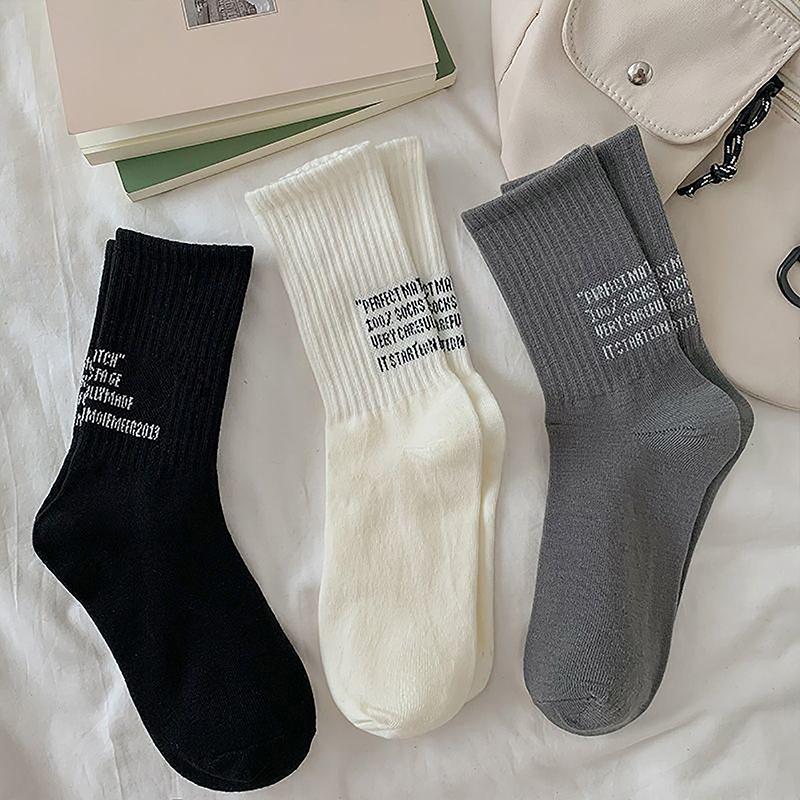 

Осенние и зимние носки, длинные спортивные носки с алфавитом, мужские носки для пар, средние носки с трубкой, чистый хлопок