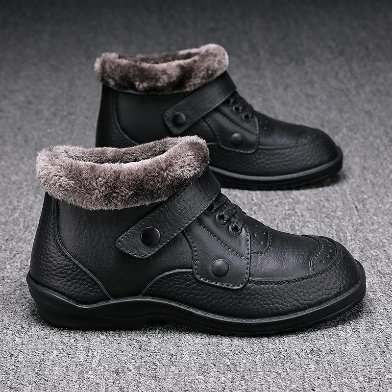 

Mens Warm Fur Fleece Lined Non Slip Slip on Ankle Snow Boots Waterproof Plush Lined Winter Outdoor Casual Boots 41