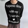 INCERUN Men Round Neck Long Sleeve Letter Print Casual Loose T-shirts Tops