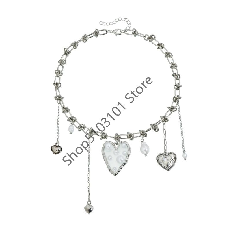 Irregular Heart Shaped Pearls Necklace Fashion Jewelry Irregular Chain For Women Elegant And Stylish Accessory