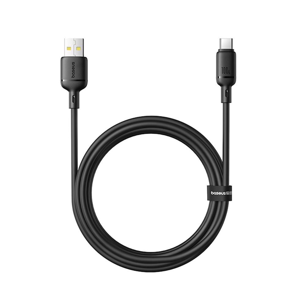 

BASEUS Silky USB-A to USB-C Data Cord PD 100W Soft PVC Fast Charging Cable,Length: 2m Black