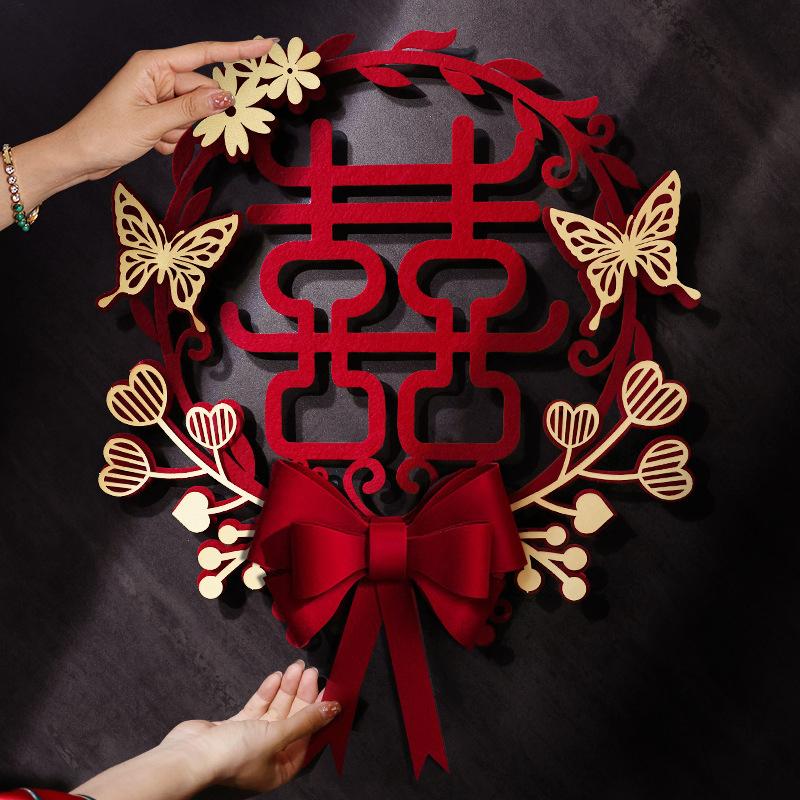 

Chinese Wedding Decoration Double Happiness Door Stickers Wedding Supplies Marriage Room Decoration Home Ornament
