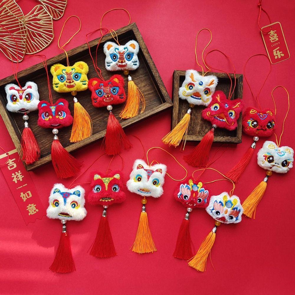 Lucky Lion Dance Tassels Pendant Chinese Style Snake Mascot Plushies Doll  Car Interior