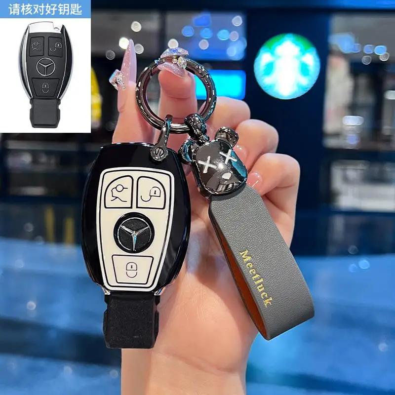 TGM3   Female Key Case for Mercedes Benz CLS CLA GL R SLK AMG A B C S Class 3 Button Remote Car Key Cover Holder Keychain Accessories
