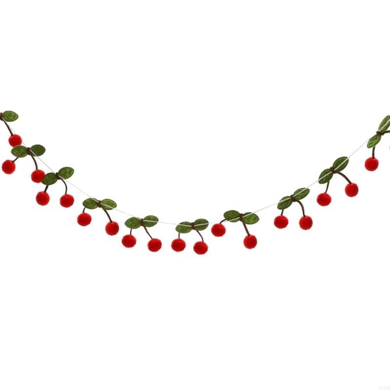 62KD Versatile Cherry Felt Balls String Craft Supply Create Magical Atmospheres