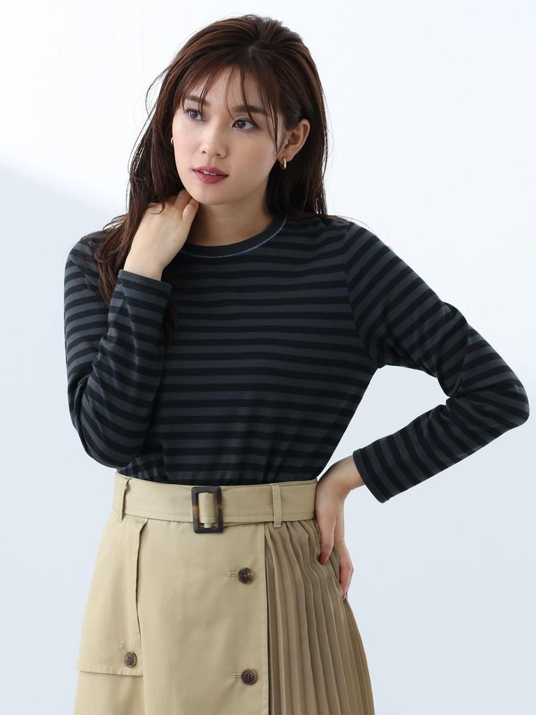 TEE Border Color Tench Pullover CHARCOAL GREY ONE SIZE [Beams Heart] L/S Damen