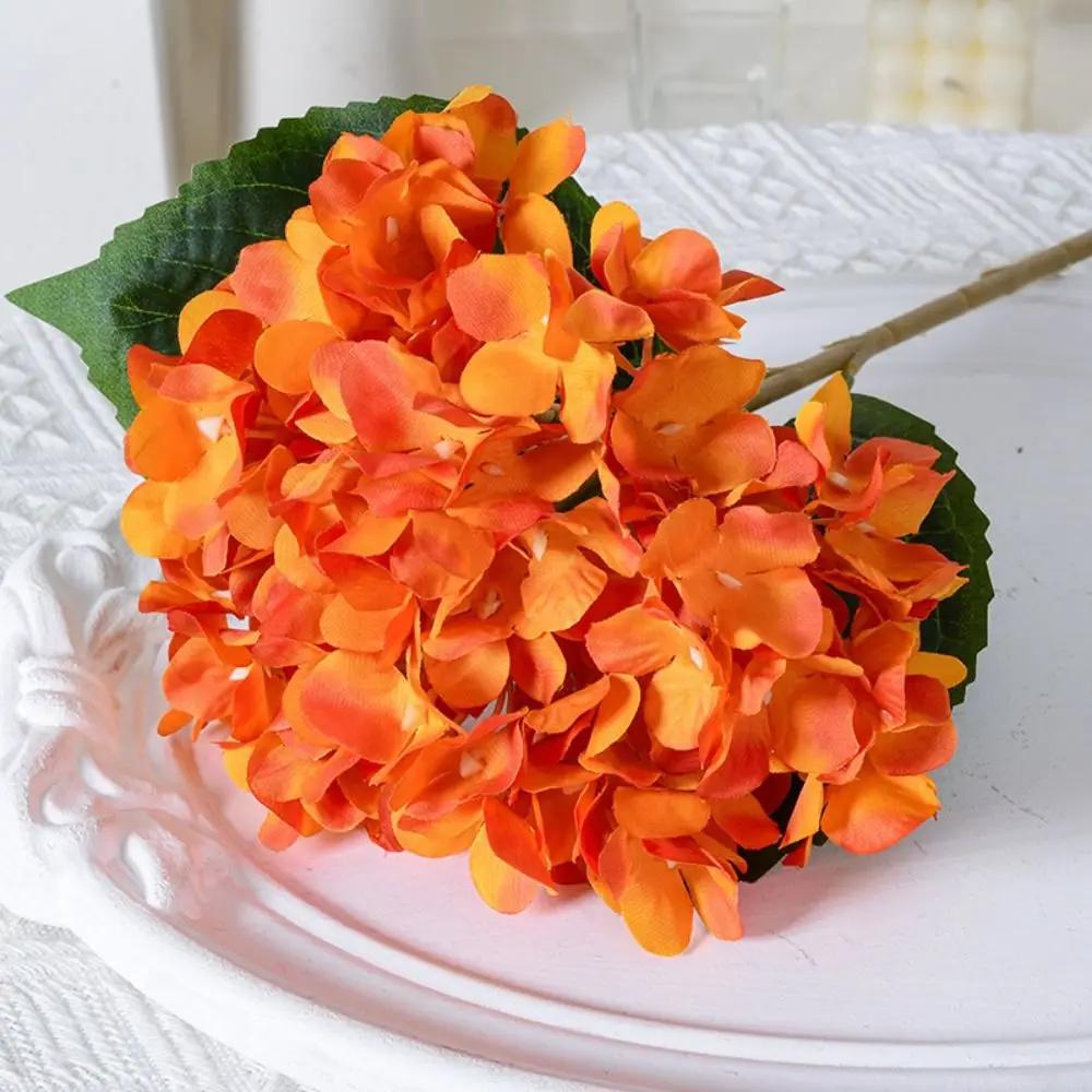 Wedding Garden 45CM Artificial Hydrangea Blue Realistic Fake Silk Flowers Colorful Home Decor