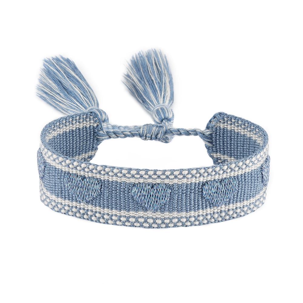 Women's Handwoven Star & Heart Tassel Bracelet with Personalized Embroidery