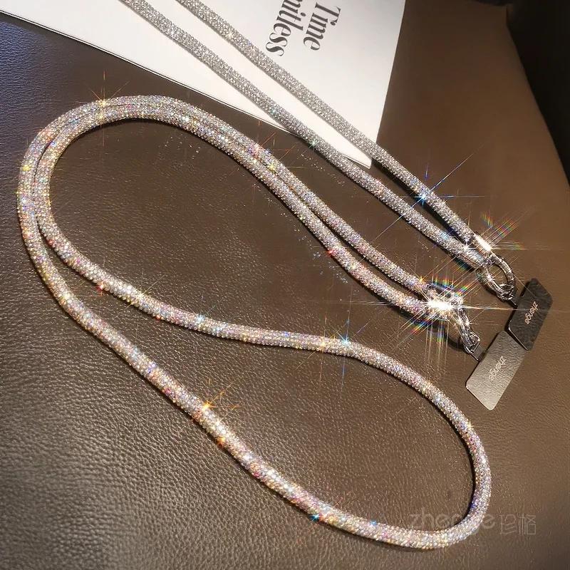 Crossbody with A Full Diamond Thick Lanyard Metal Clip Mobile Phone Case Universal Sling Flash Diamond Bag Chain Rope