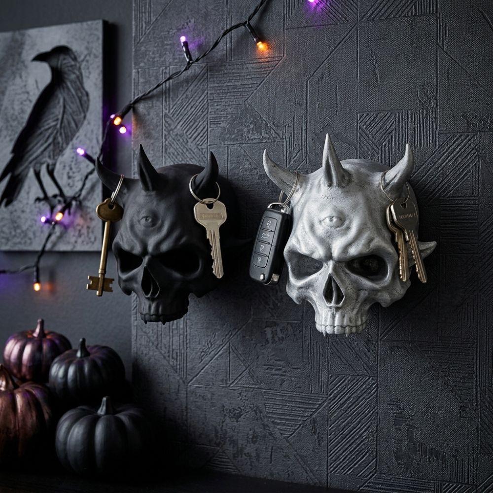 Crochet mural Crâne Halloween Imprimé 3D Style Sombre Crochet de Rangement Gothique Ornement Mural Crâne Chambre à Coucher
