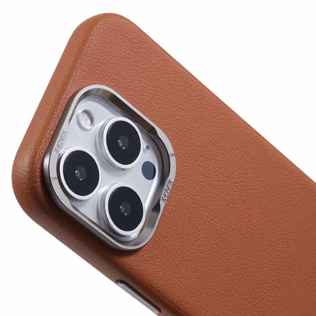 For iPhone 16 Pro Max Case PU Leather Coated PC Anti-Scratch Phone Cover