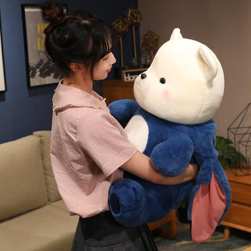 Neuer Stil Verwandelt in einen Bären mit Hut, Niedliche Bärenpuppe, Niedlicher sitzender Stil Schlafgefährtenpuppe Geschenkpuppe